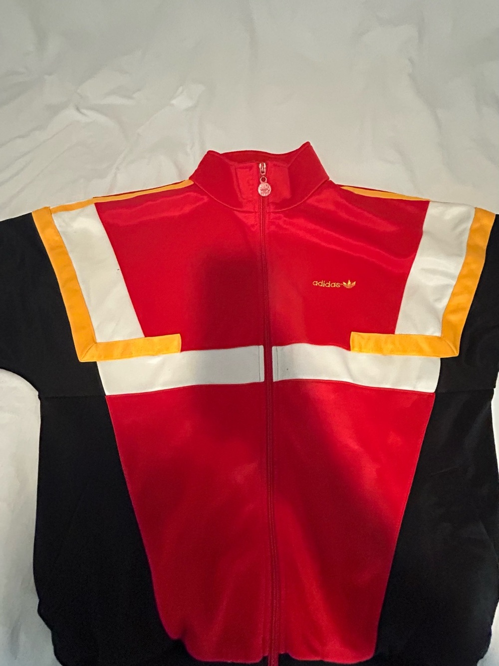 Vintage Adidas Red Jacket with Gold Logo